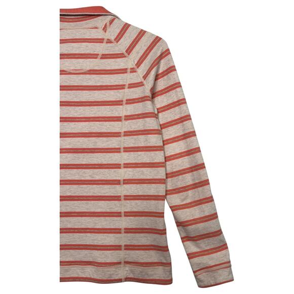 Tommy Bahama Pullover Top Womens Medium Orange Stripe Reversible Half Zip Preppy - Picture 12 of 13